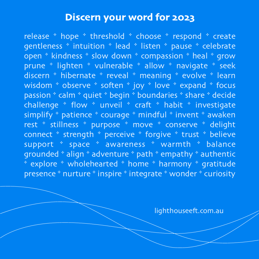 List of possible words to use for discernment practice