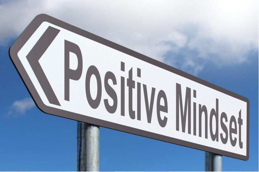 Road sign featuring the words, 'Positive Mindset'